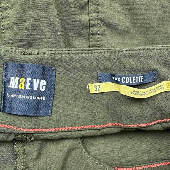 Maeve Anthropologie Pants Womens 32 Green Colette Wide Leg Crop Stretch Preppy - Picture 6 of 12